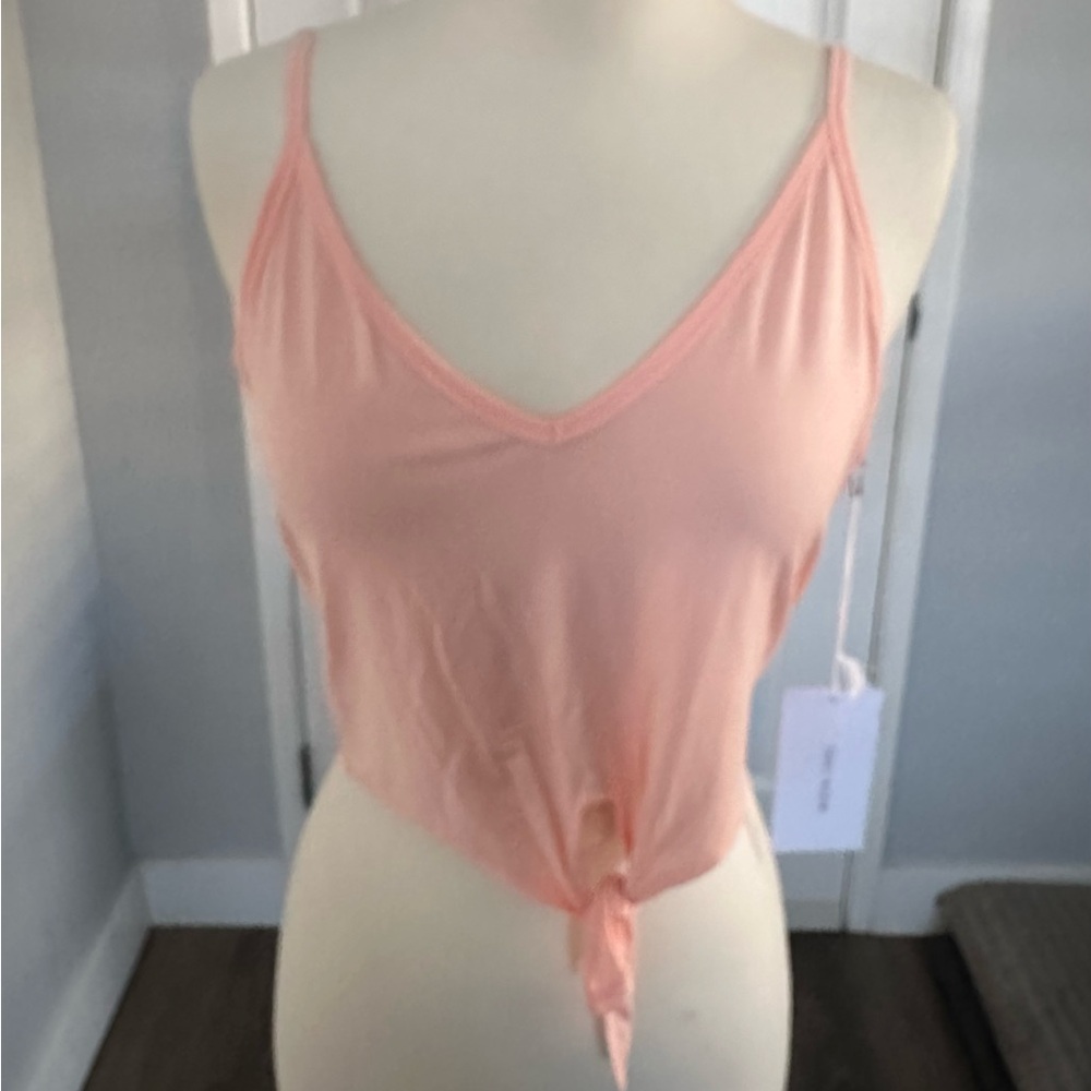 Light pink Tie Front Fitted Camisole Tank Top